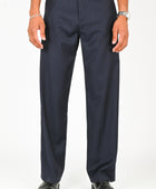 Wynn Hamlyn Straight Trouser in Navy Pinstripe