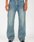 Wynn Hamlyn Button Fly Classic Jeans in Mid Dirty Wash (Mens)