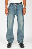 Wynn Hamlyn Button Fly Classic Jeans in Mid Dirty Wash (Mens)