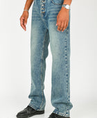 Wynn Hamlyn Button Fly Classic Jeans in Mid Dirty Wash (Mens)