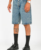 Wynn Hamlyn Button Fly Demin Shorts in Mid Dirty Wash