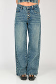 Wynn Hamlyn Button Fly Classic Jeans in Mid Dirty Wash (Womens)