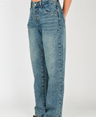 Wynn Hamlyn Button Fly Classic Jeans in Mid Dirty Wash (Womens)