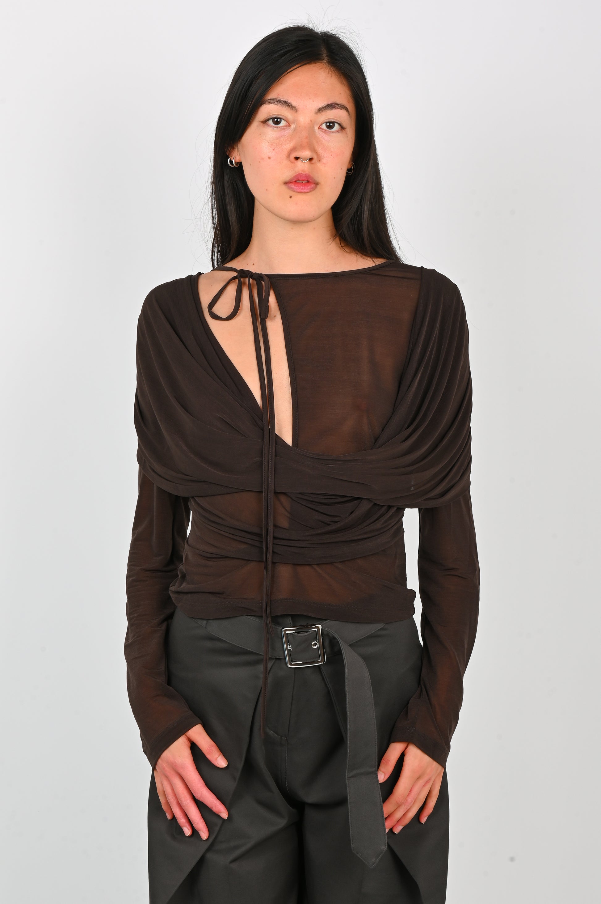 Wynn Hamlyn 'Malia' Longsleeve Top In Dark Brown