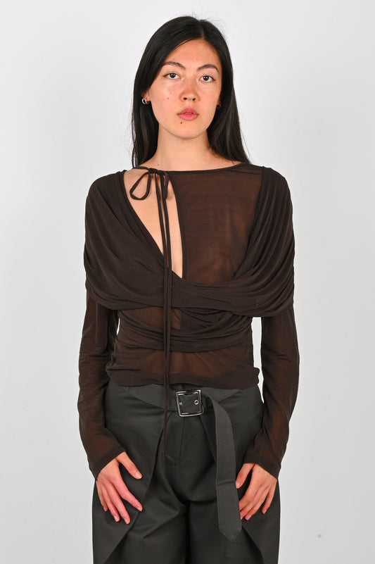 Wynn Hamlyn 'Malia' Longsleeve Top In Dark Brown