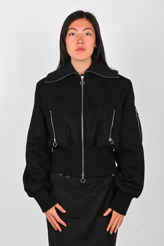 Kernemilk Wool 'Jet' Bomber In Black