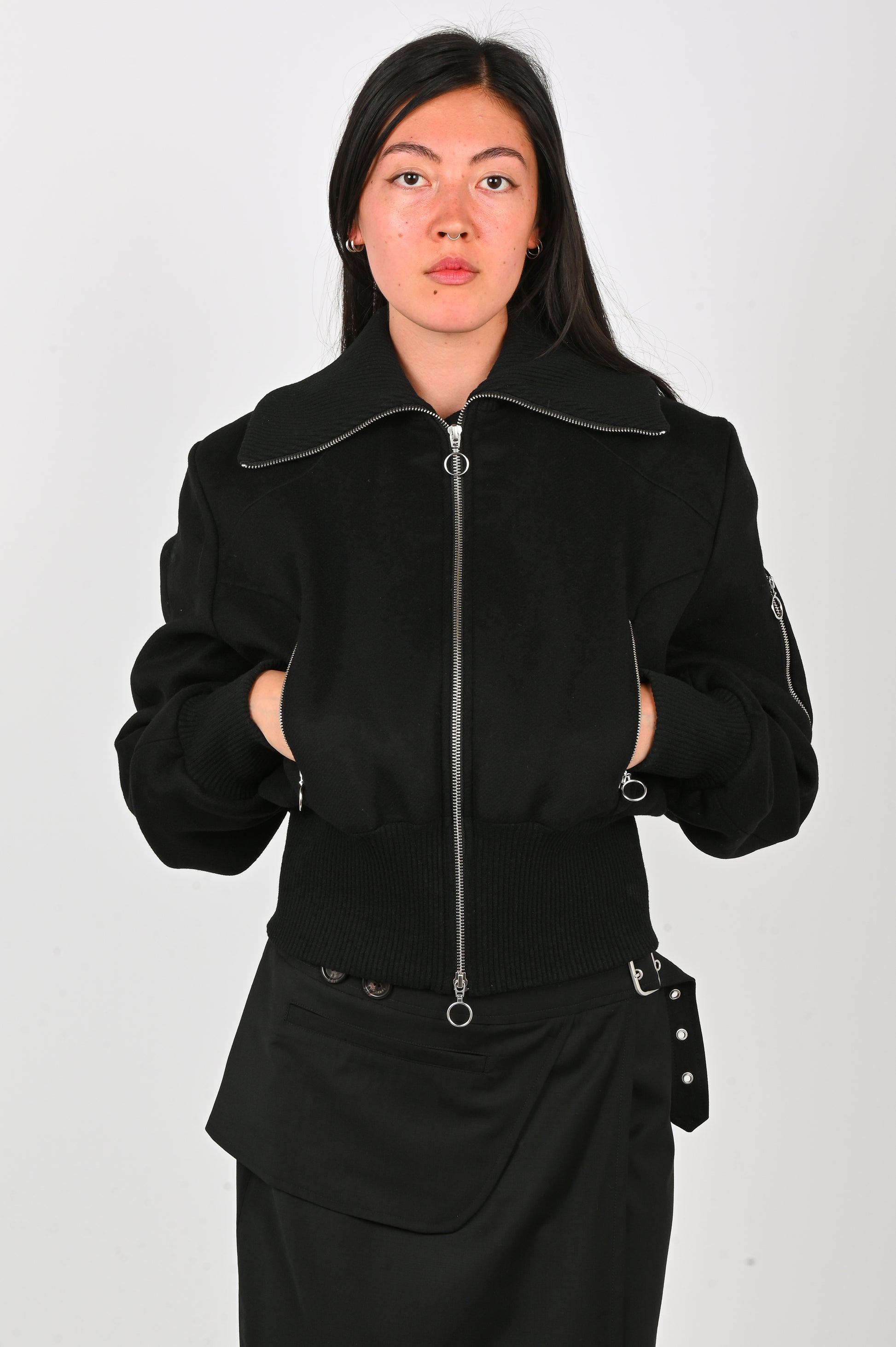 Kernemilk Wool 'Jet' Bomber In Black