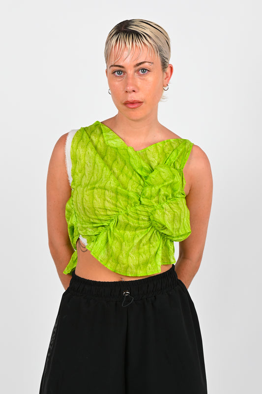 KATALYST 'Handkerchief' Top in Lime Knit Print