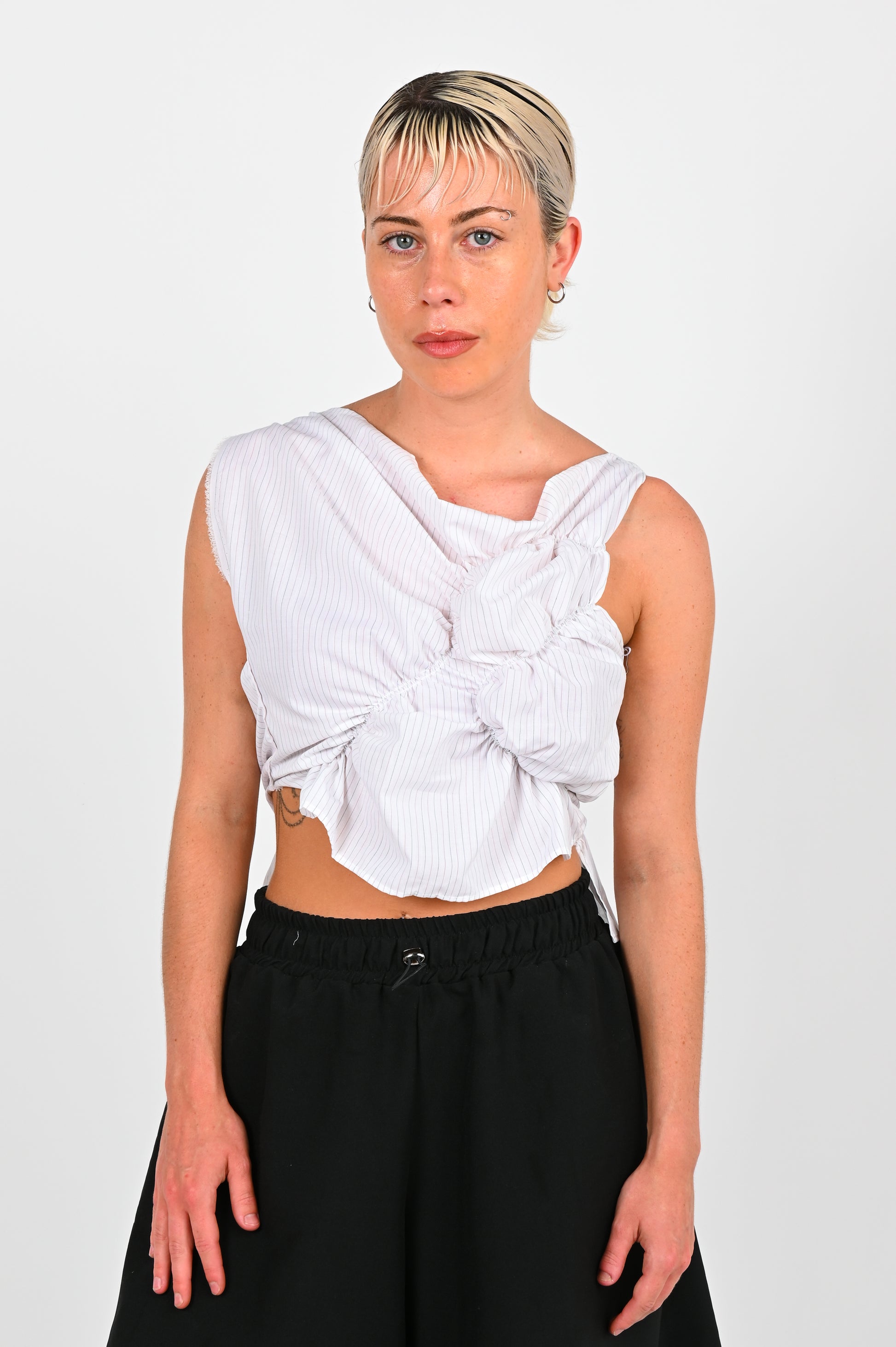 KATALYST 'Handkerchief' Top in White Pinstripe