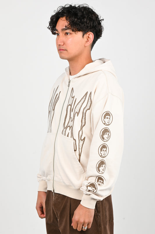 Candice 'Razor' Zip Hoodie in Bone