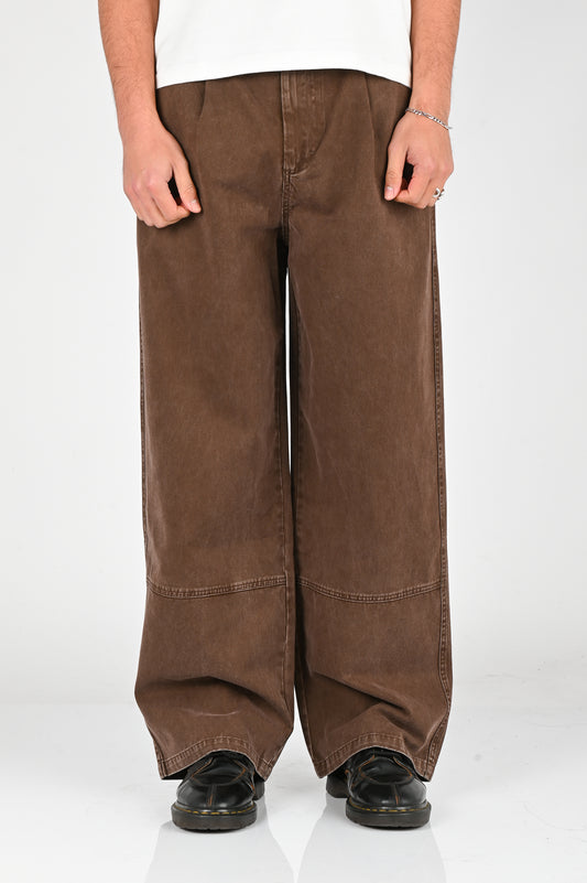 Candice Washed Pleated Pants in Brown