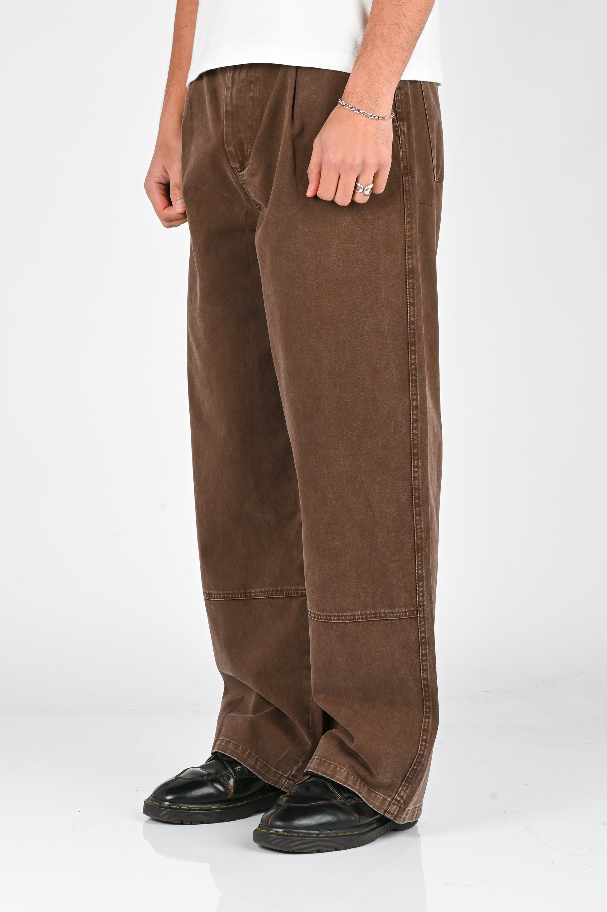Candice Washed Pleated Pants in Brown