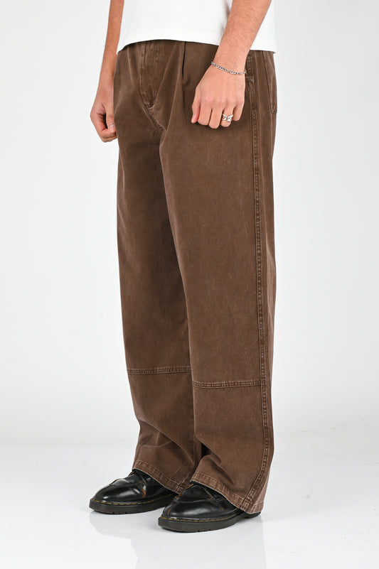 Candice Washed Pleated Pants in Brown