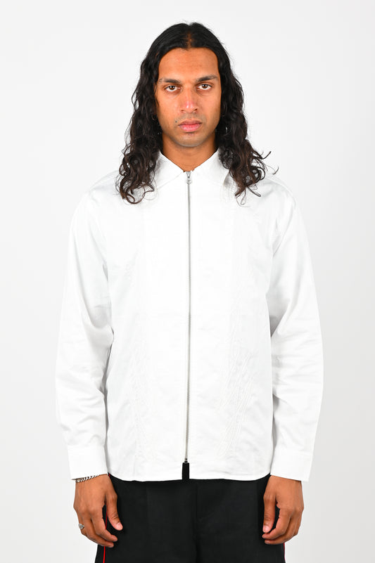 Hoddle 'Thorn' Zip Up Shirt in White