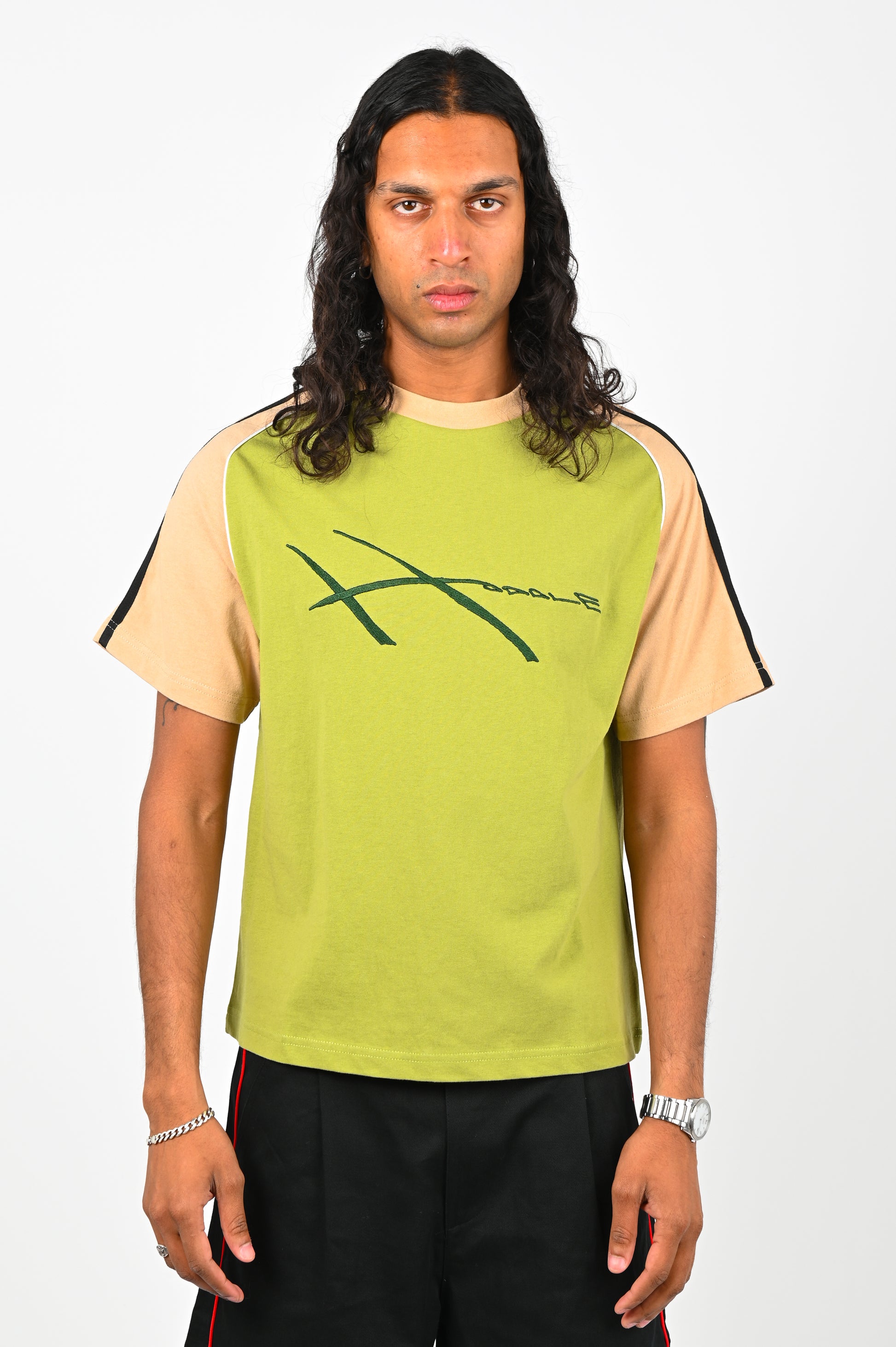 Hoddle 'Warped' Jersey Tee in Khaki