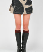 KATALYST 'Equilibrium' Mini Skirt in Taupe/Denim