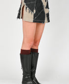 KATALYST 'Equilibrium' Mini Skirt in Taupe/Denim