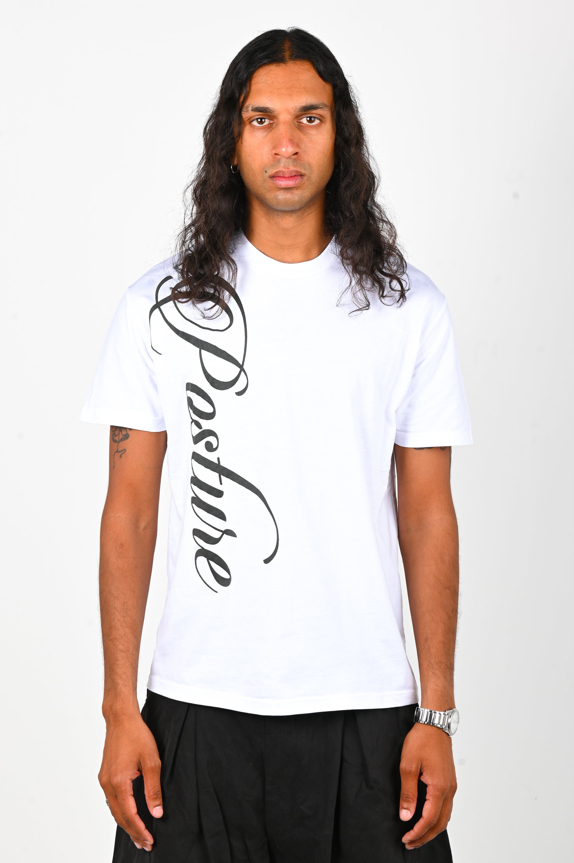 Posture Script Tee in White