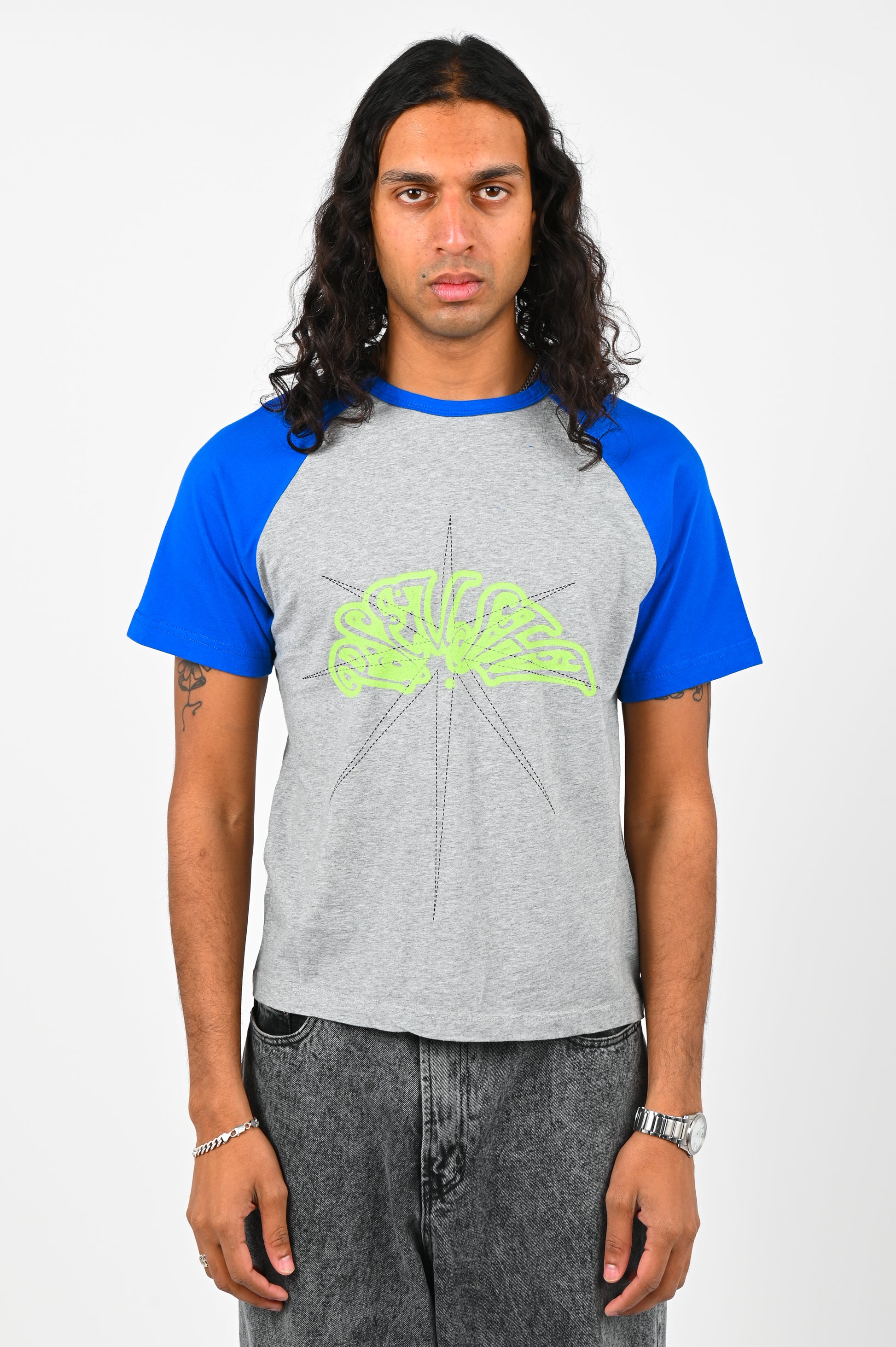 Pseushi Raglan Tee in Indy Colt Blue