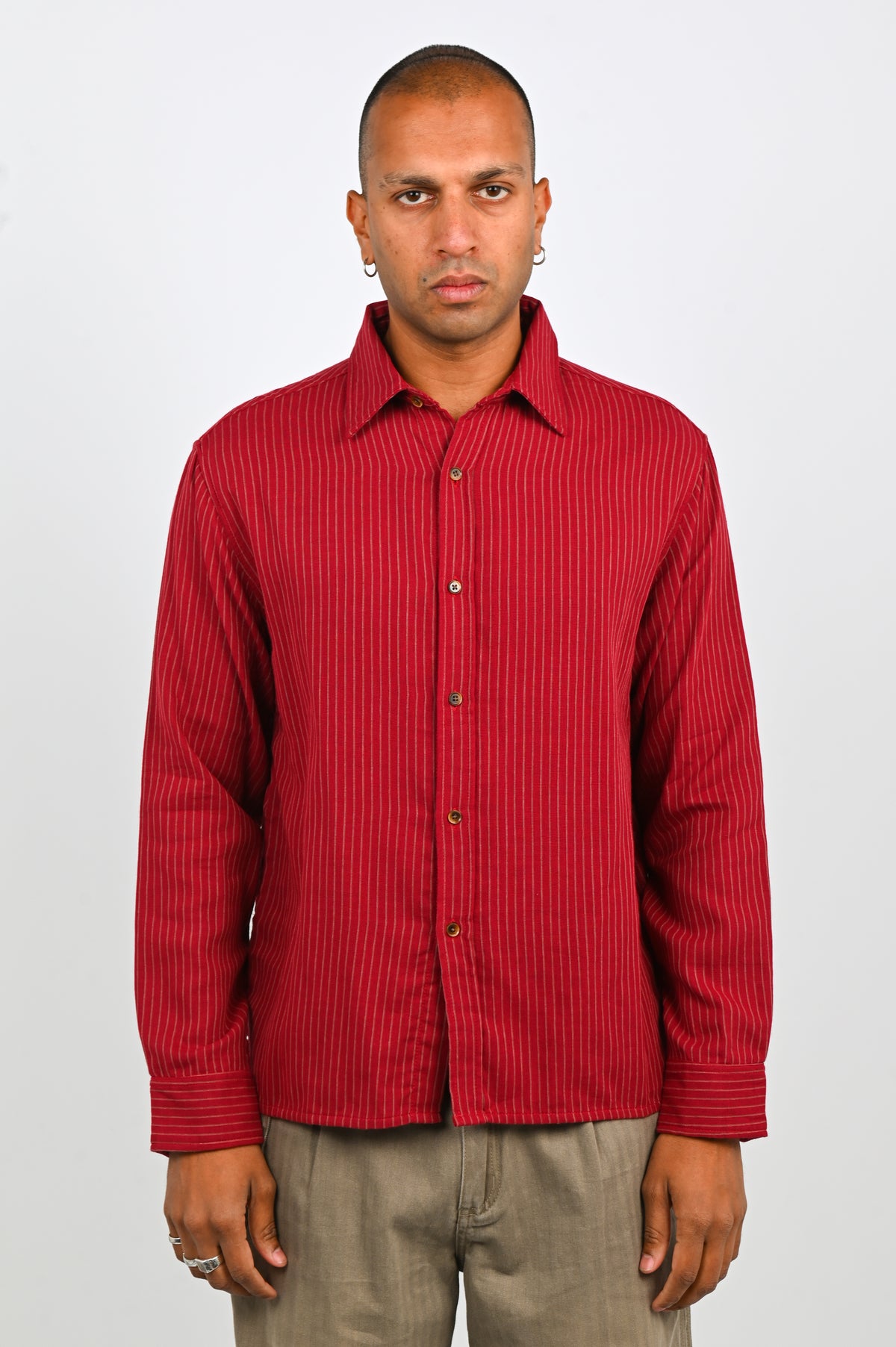 Beach Brains 'Hold' LS Shirt in Red Stripe