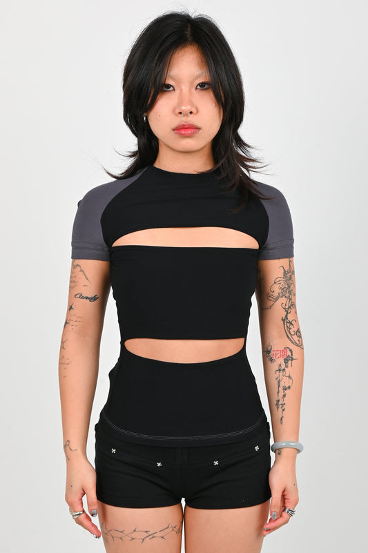 Toilè 'Armor' Reversible Baby Tee in Charcoal