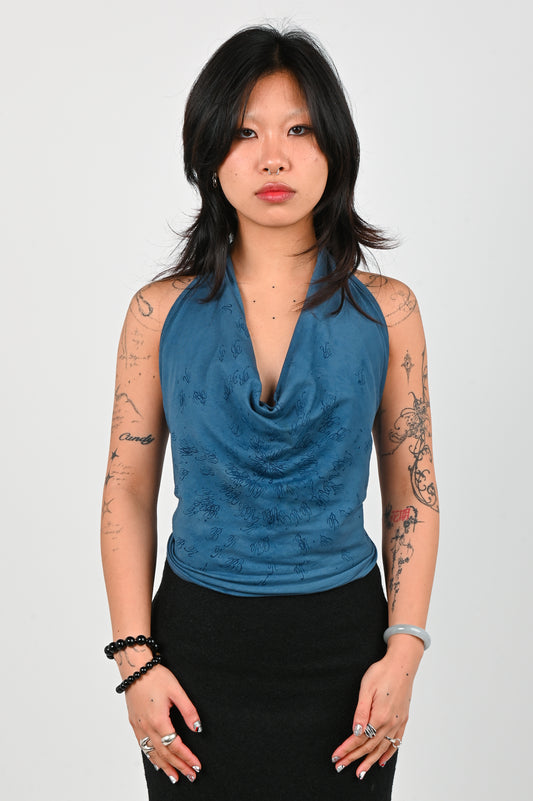 B-R-B 'Problems' Halter Top in Blue