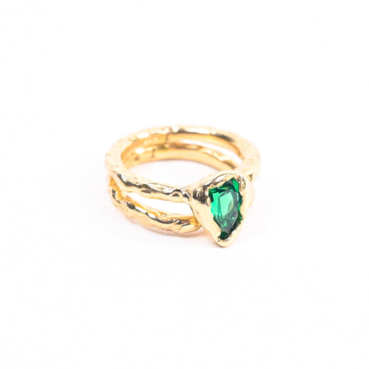 Studio Zali 'Emerald Pear' 9ct Gold Stacker Ring