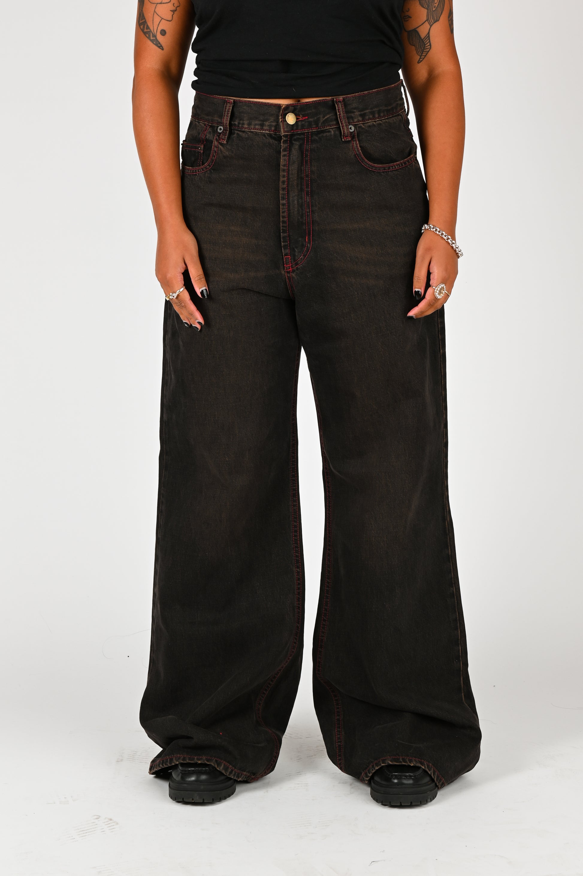 Pseushi Baggy Jeans in Mud Wash