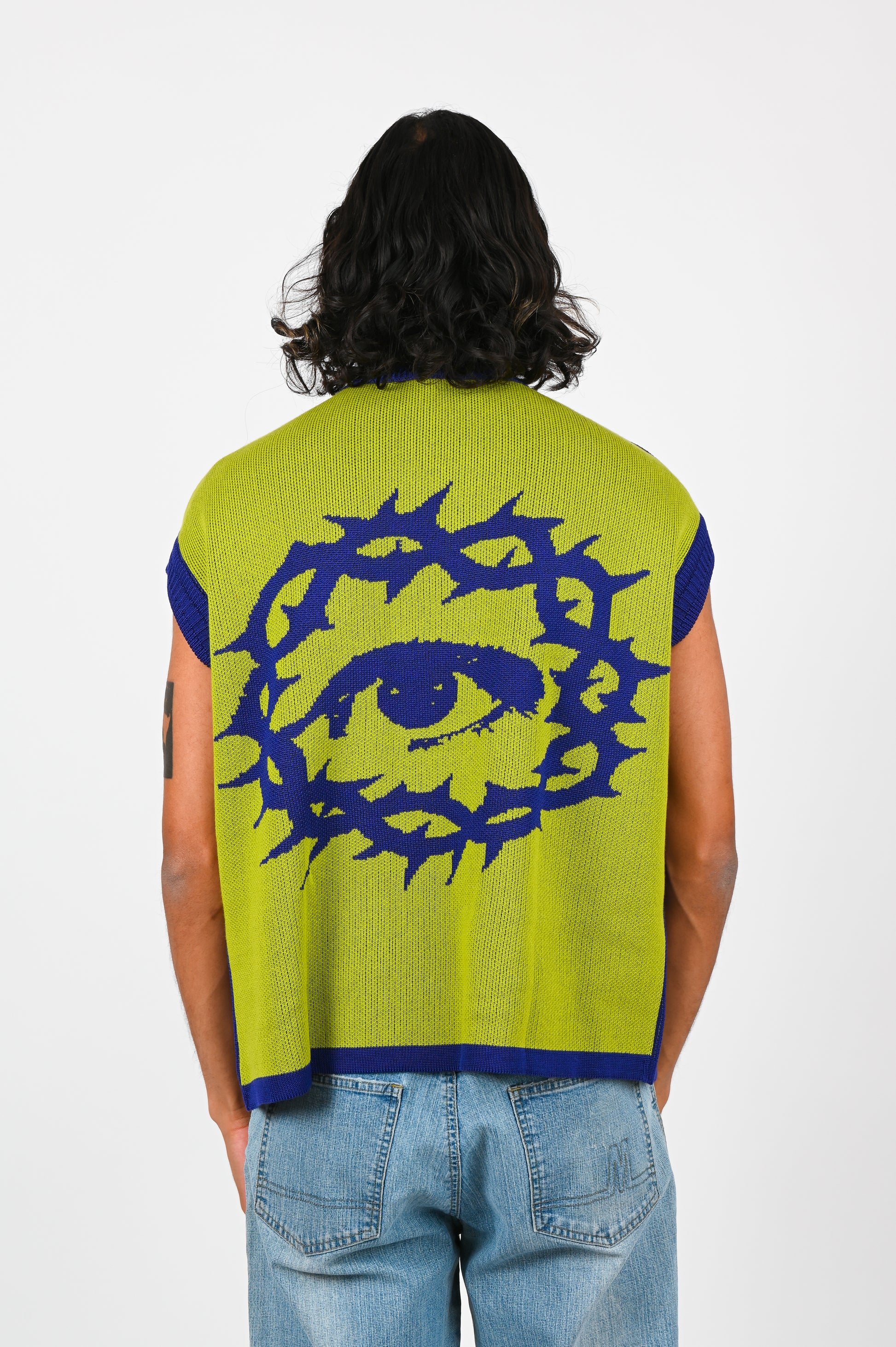 Hermann Studios 'Cyclops' Knit Vest In Lime & Purple