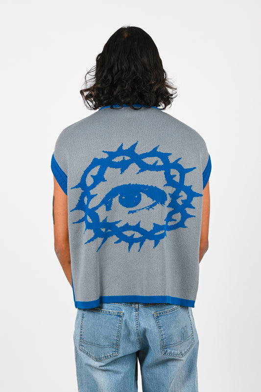 Hermann Studios 'Cyclops' Knit Vest In Blue & Grey