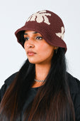 Checks 'Flower' Crochet Hat in Brown