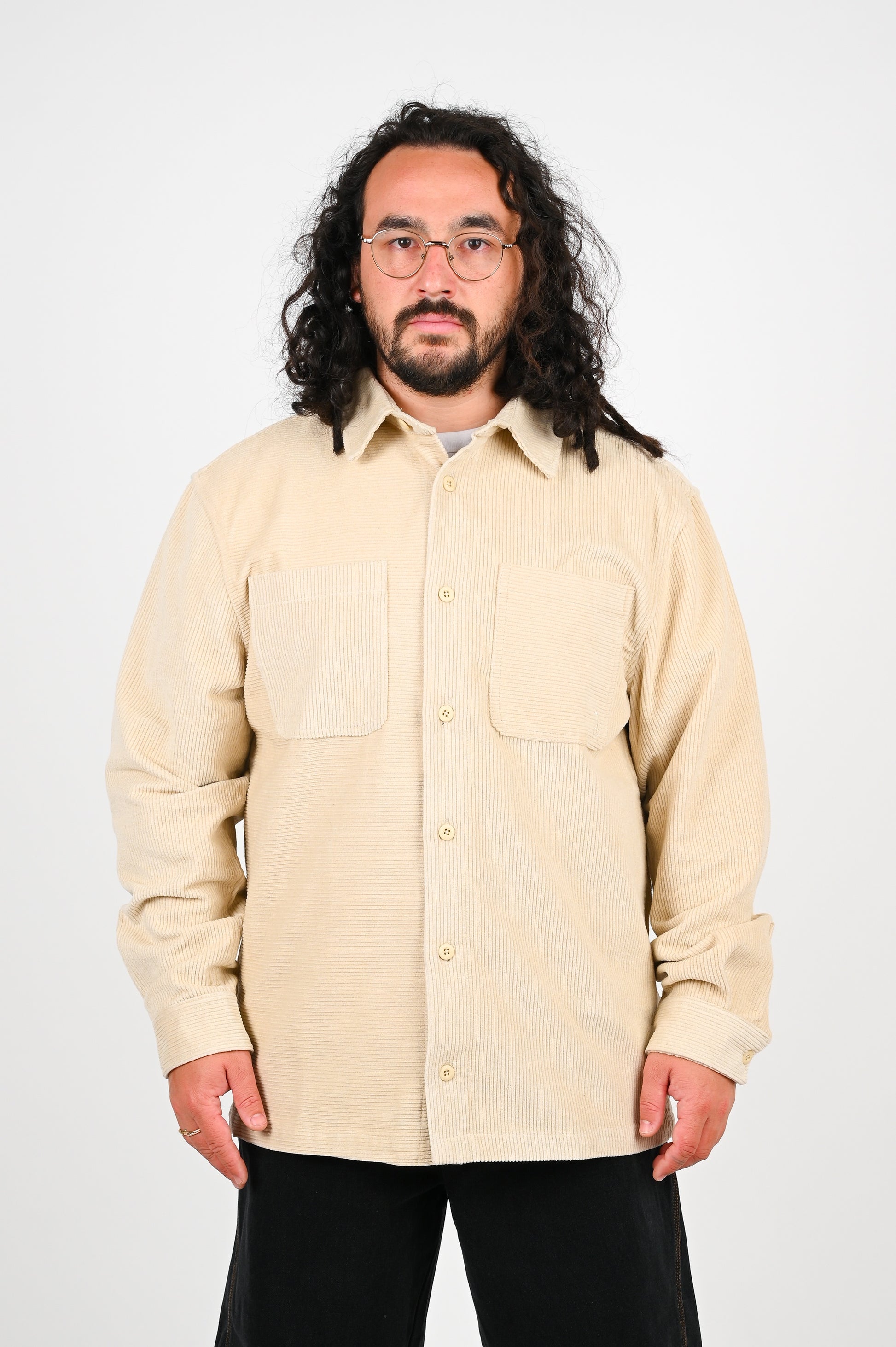 The Snake Hole 'Collision' Corduroy Overshirt In Stone