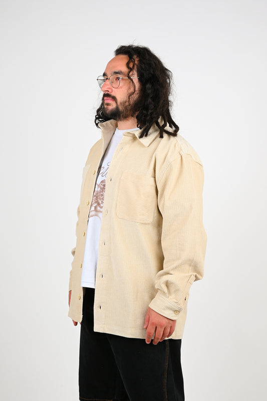 The Snake Hole 'Collision' Corduroy Overshirt In Stone