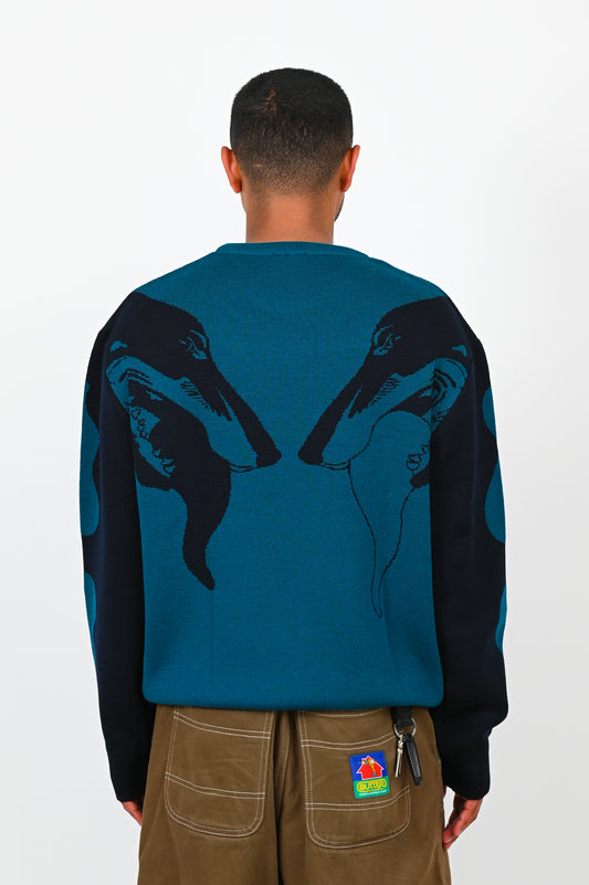 Hermann Studios 'Hound Knit' Merino Sweater In Teal