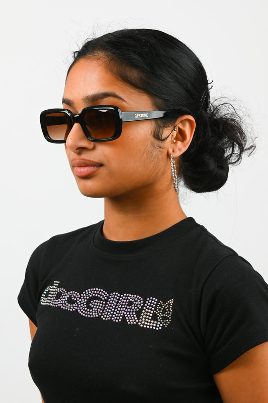 Gesture '004' Sunglasses In Black/Amber